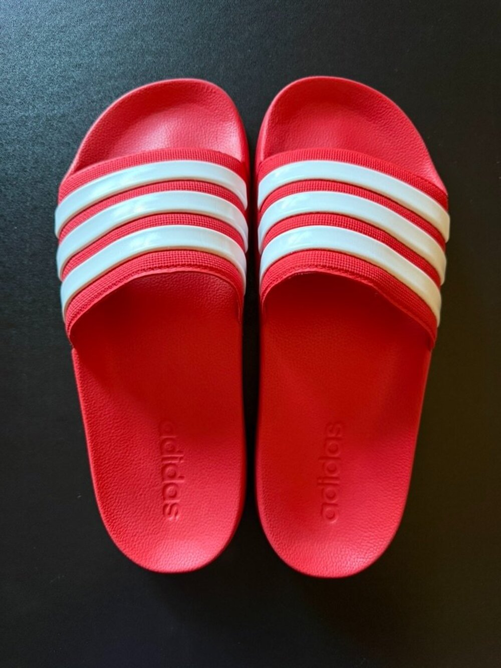 Adidas Red and White Adilette Shower Slides